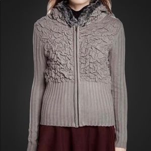 CHAUDRY FAUX FUR TRIM HOODIE SWEATER